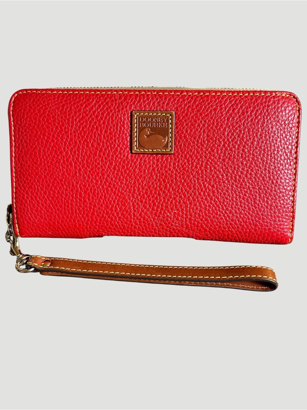 Dooney & Bourke Red Zip-Around Leather Wristlet Wallet